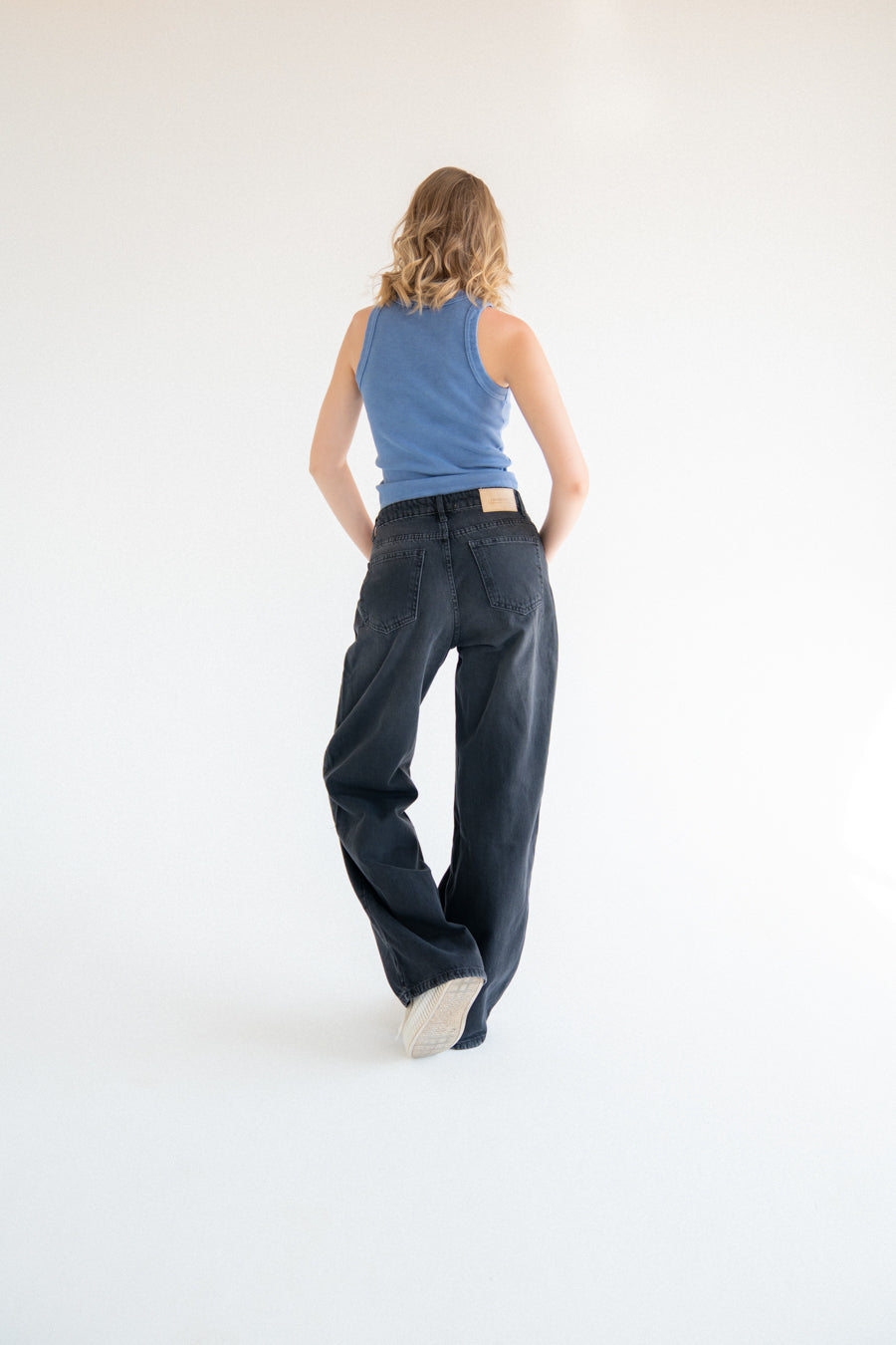 High-Waist Gray Wide Leg Jeans