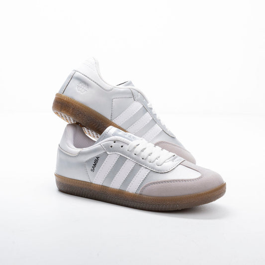 Adidas Samba – Silver / White / Light Grey
