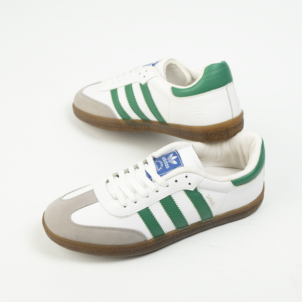 Adidas Samba – White / Green / Light Grey