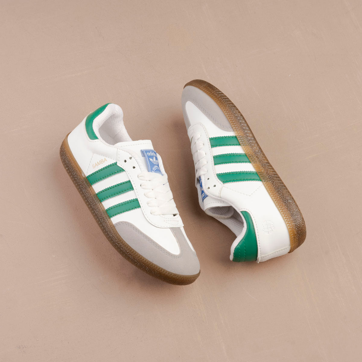 Adidas Samba – White / Green / Light Grey