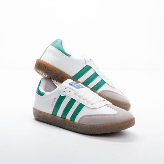 Adidas Samba – White / Green / Light Grey