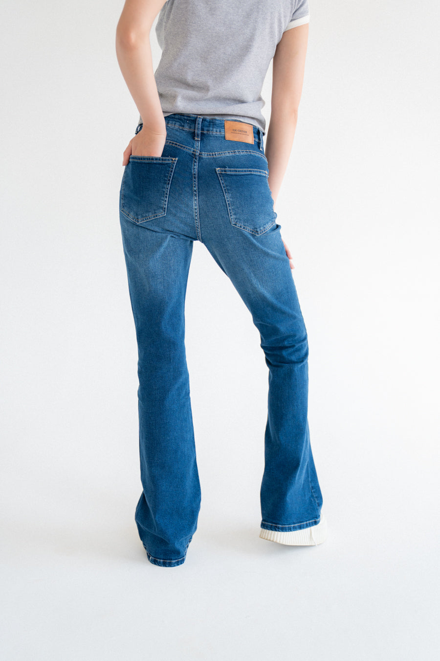High-Waist Dark Blue Flare Jeans